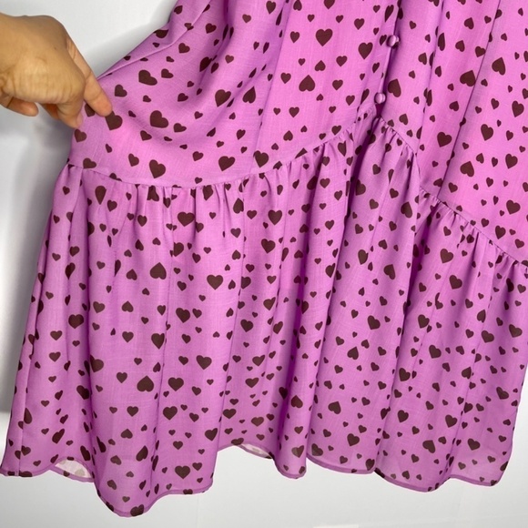 𝅺new Delfi Collective Purple Heart Print Yvette Midi Dress US M - Picture 7 of 11